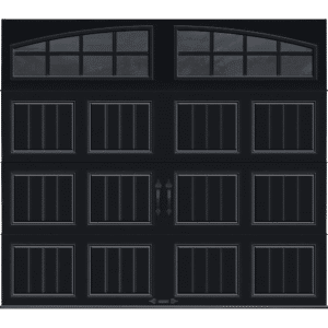 8 x 8 Stylish Black Garage Door with Top Panel Windows